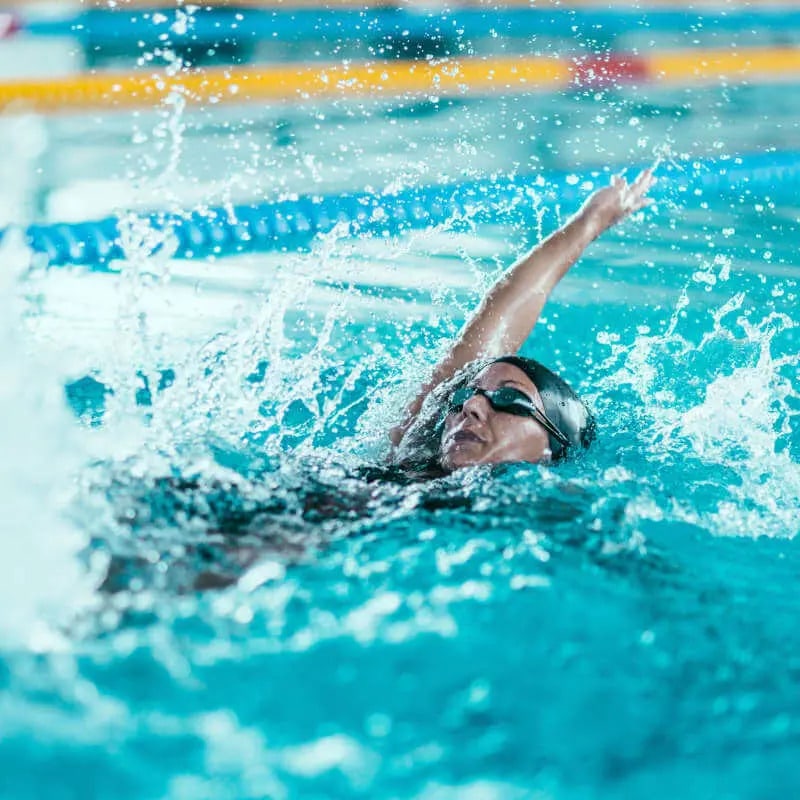 A swimmer doing back strokes.