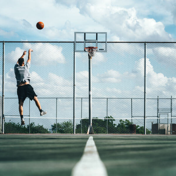 A man playing basketball.