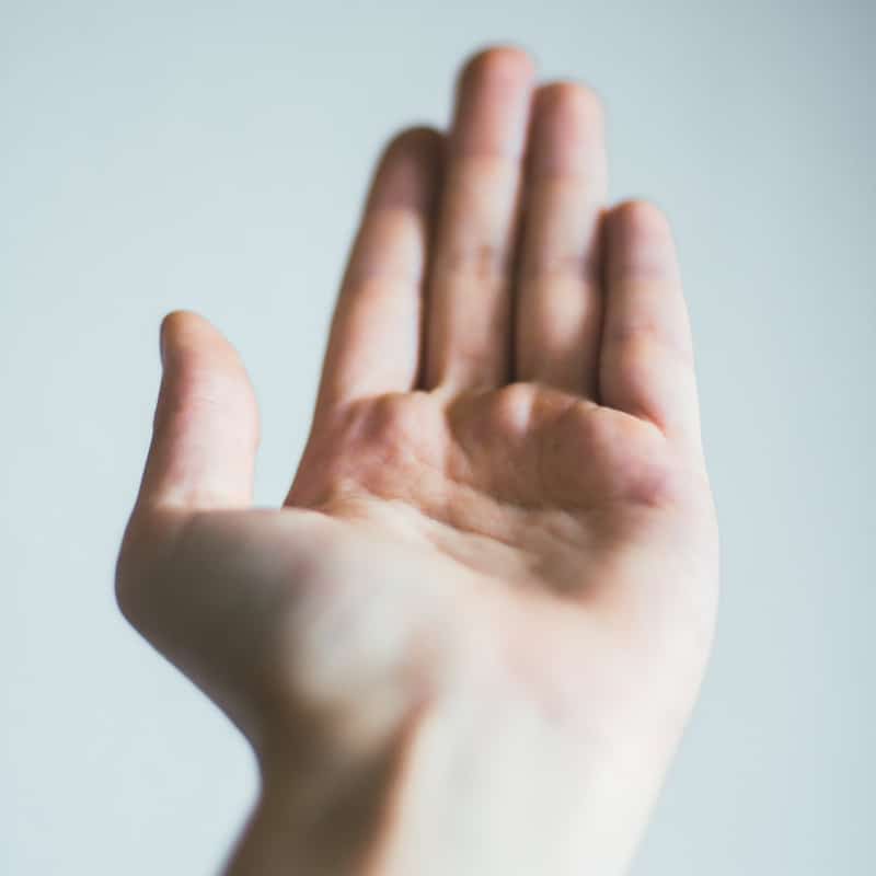 Closeup of a hand.