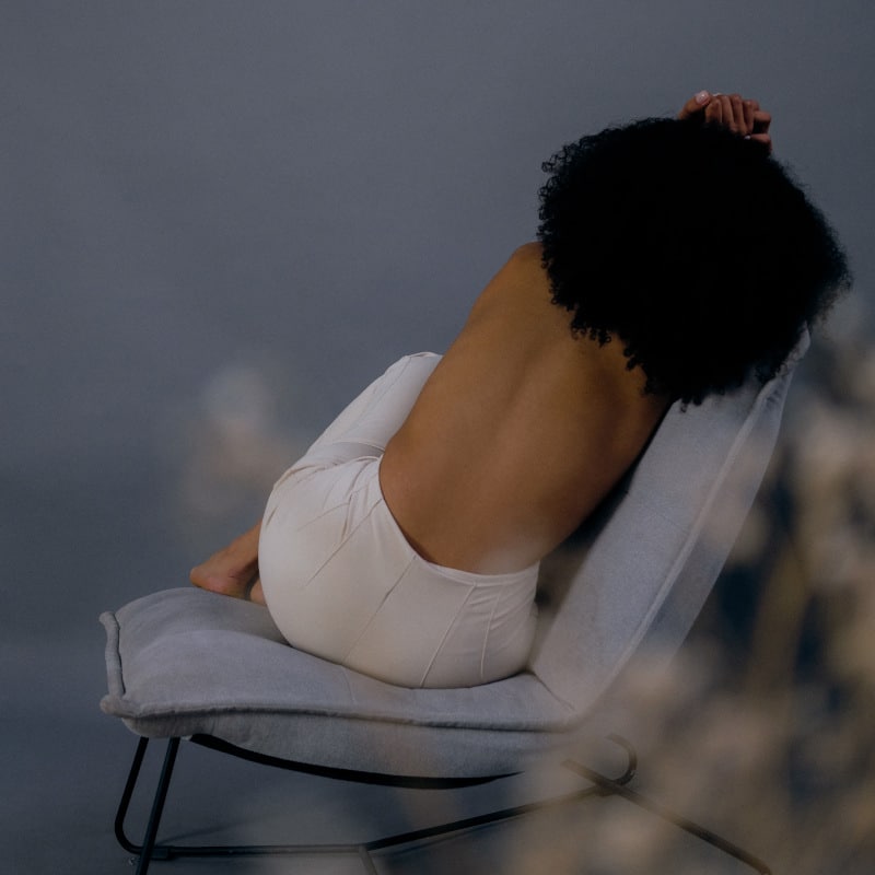 Closeup of a woman's back.